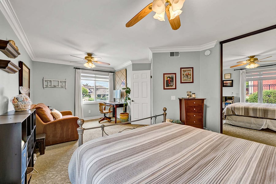 Here is another angle of Guest Bedroom #1 and notice the little office area and huge window with the private neighborhood view. Can sleep 4 guests if needed.