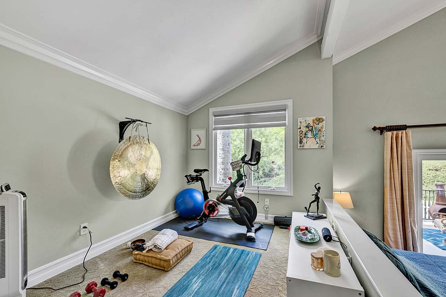 Jack La Lane would be jealous! Peloton, Weights, Yoga, relaxation, music, and your own custom Gong!