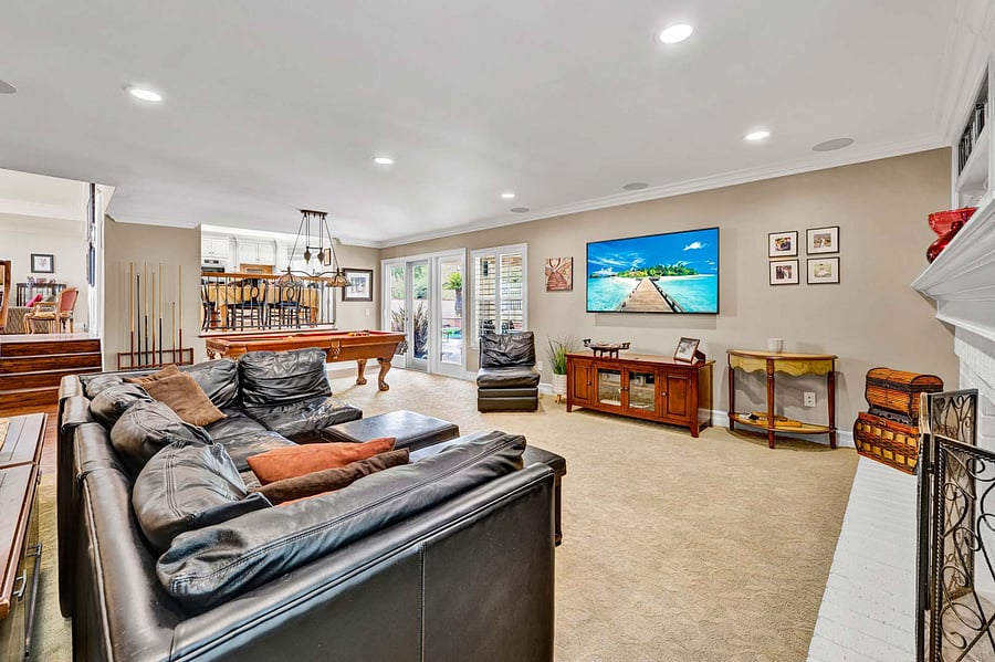Here is the other angle of your TV and Game room. Hard wired with extra wi fi ports for excellent reception and streaming capabilities. That is inside...and OUT.