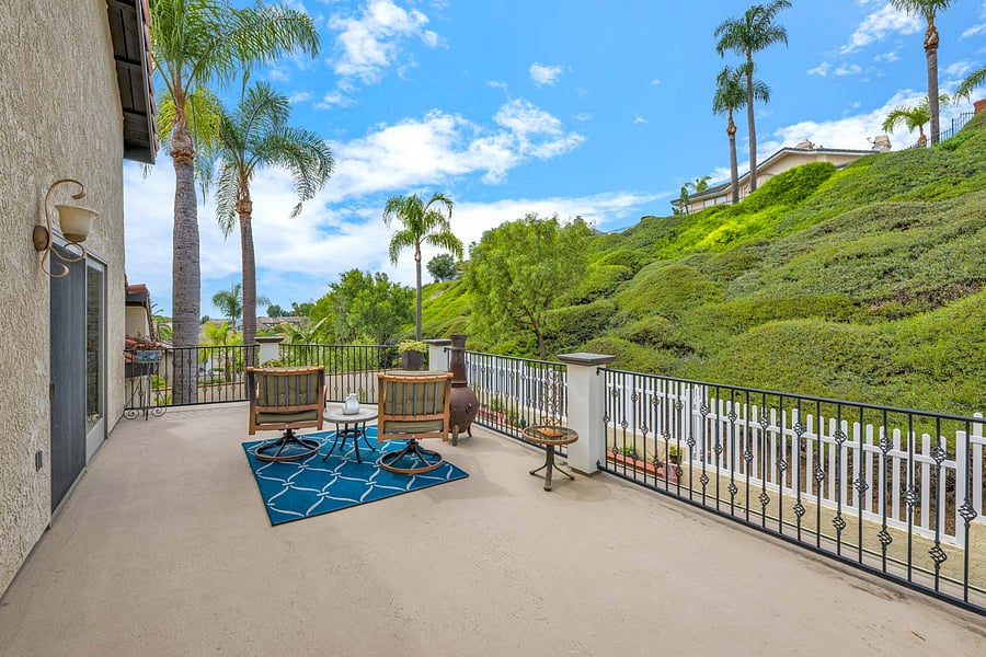 This private balcony is right outside your Master Bedroom. Nice little Chiminea, seating area and a peek - a boo view!