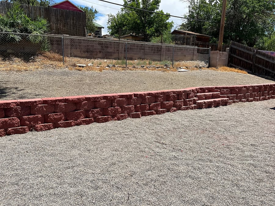 New retaining wall and steps.
