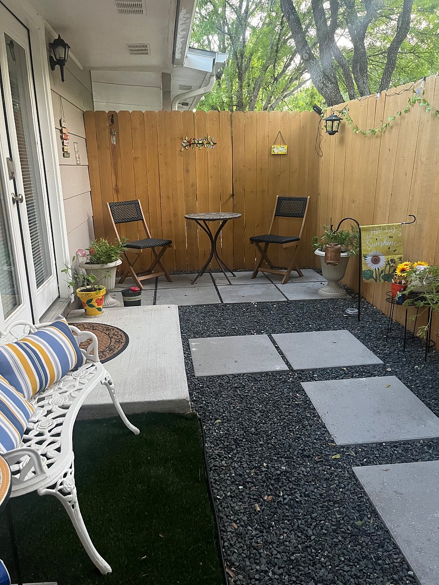 Private patio with Bistro table and chairs.