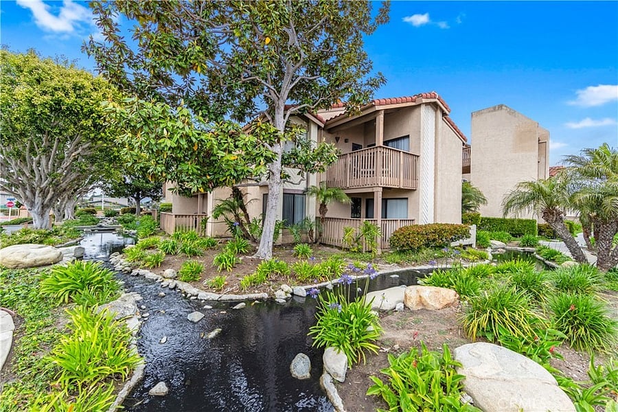 Serene stream running past the exterior of this property