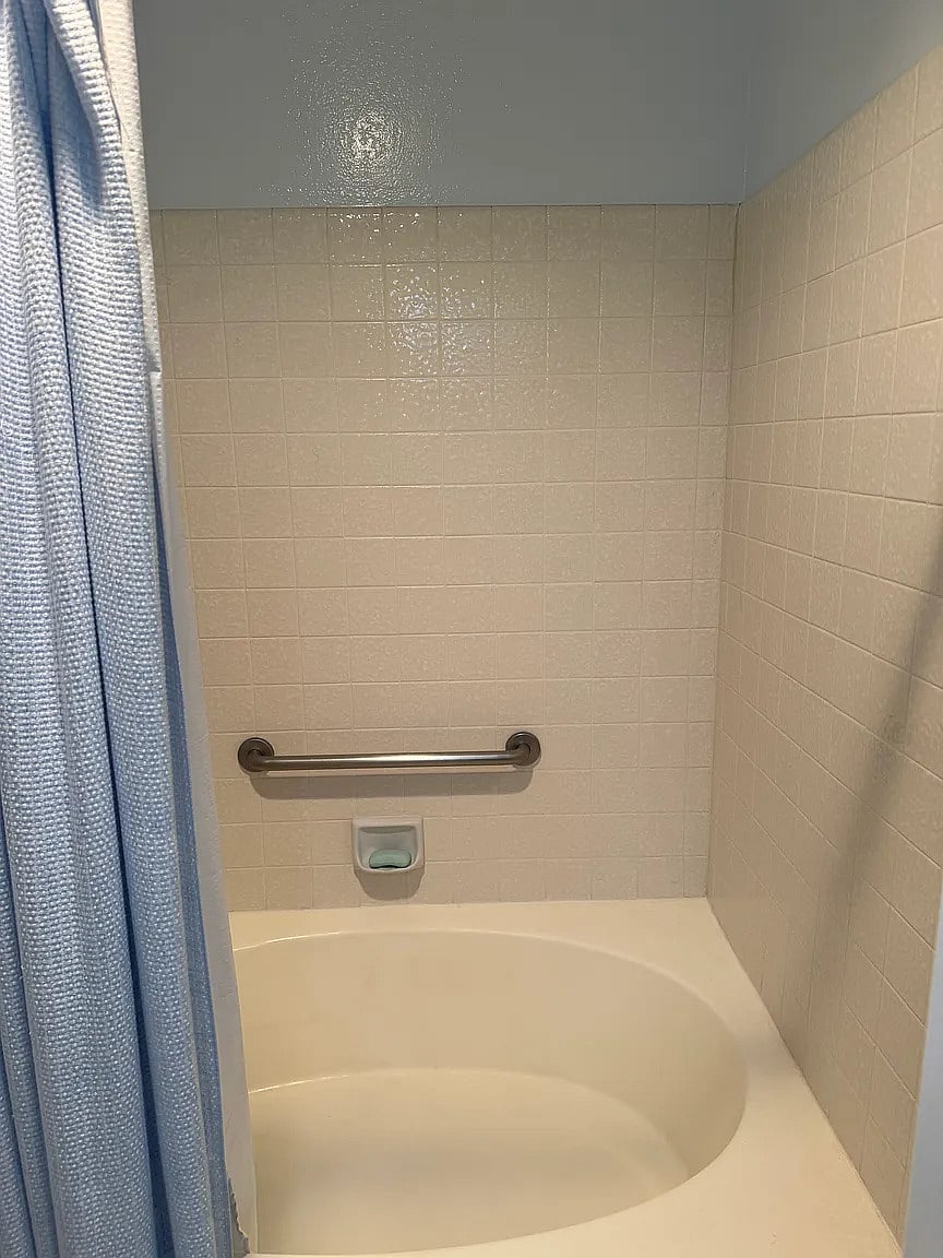Master bath with walk-in closet, two sinks, shower, and large bathtub! Well appointed with hangers in closet, shampoo, conditioner, body wash, tooth brushes, brush, and blow dryer.