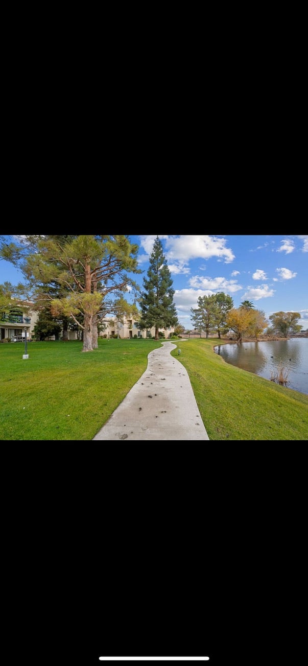 Walkway by lake
