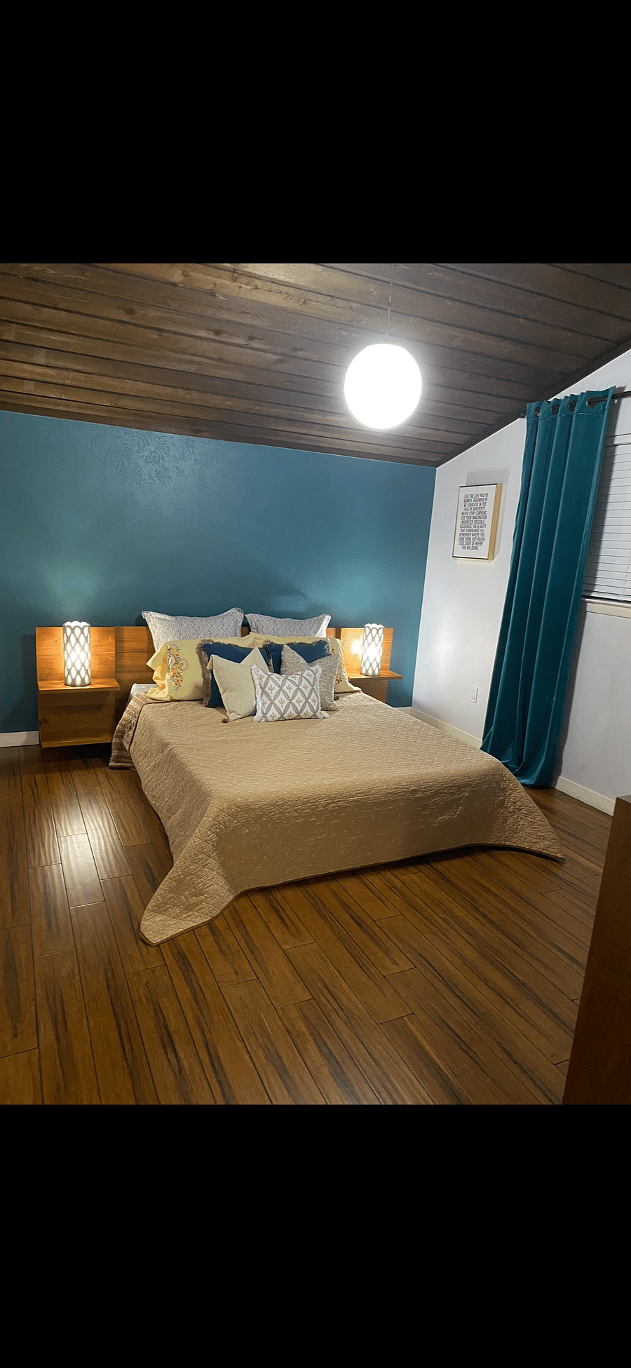 Secondary bedroom with queen sized bed, large dresser and closet. - Blackout curtains 