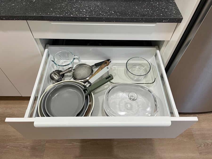 Bowls, pans and other utensils.