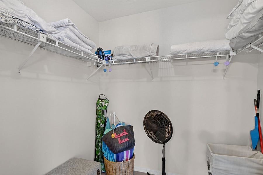 Every bedroom in the house has a large walk in closet.