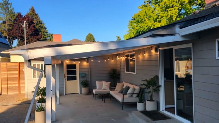 Back covered patio. Currently my work studio.