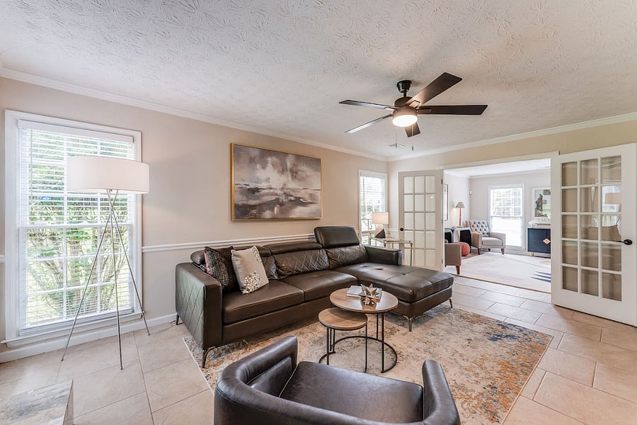 View of Family Room-french Doors to Living Room
