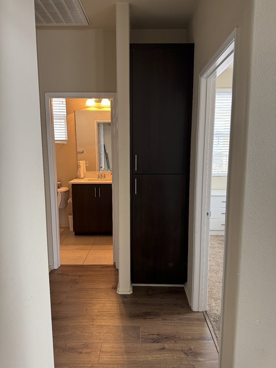This bathroom is right outside the room.