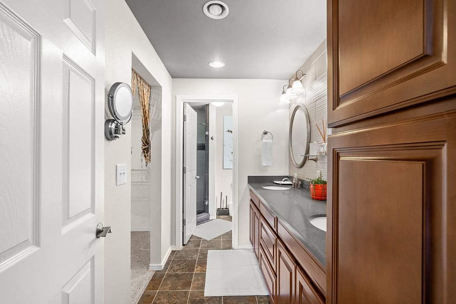 The primary bedroom includes a private full bathroom.