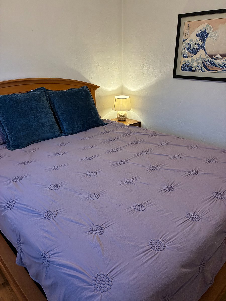 Primary bedroom with comfy queen bed