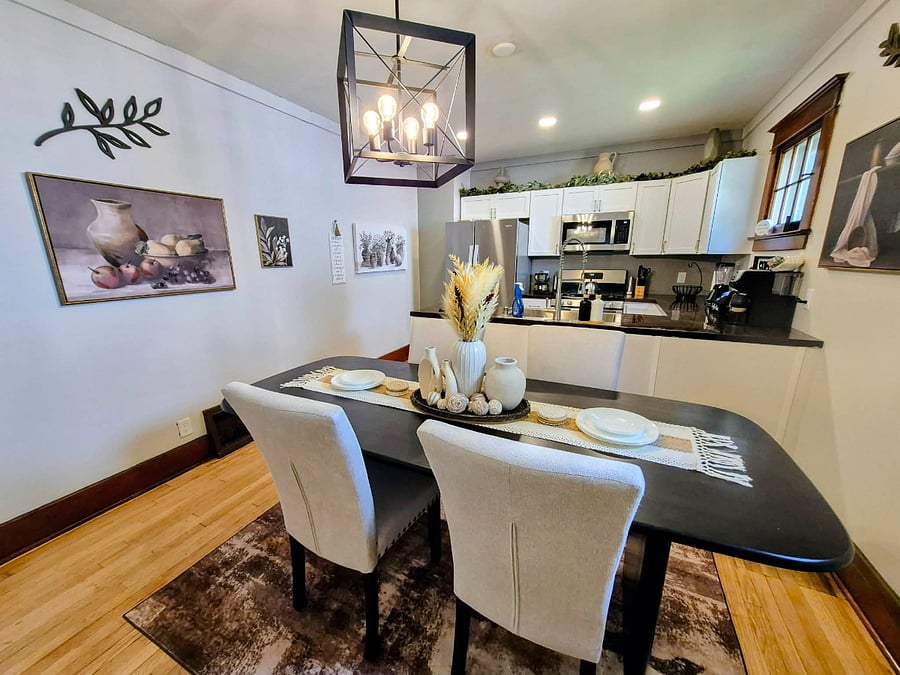 Dining room and kitchen
