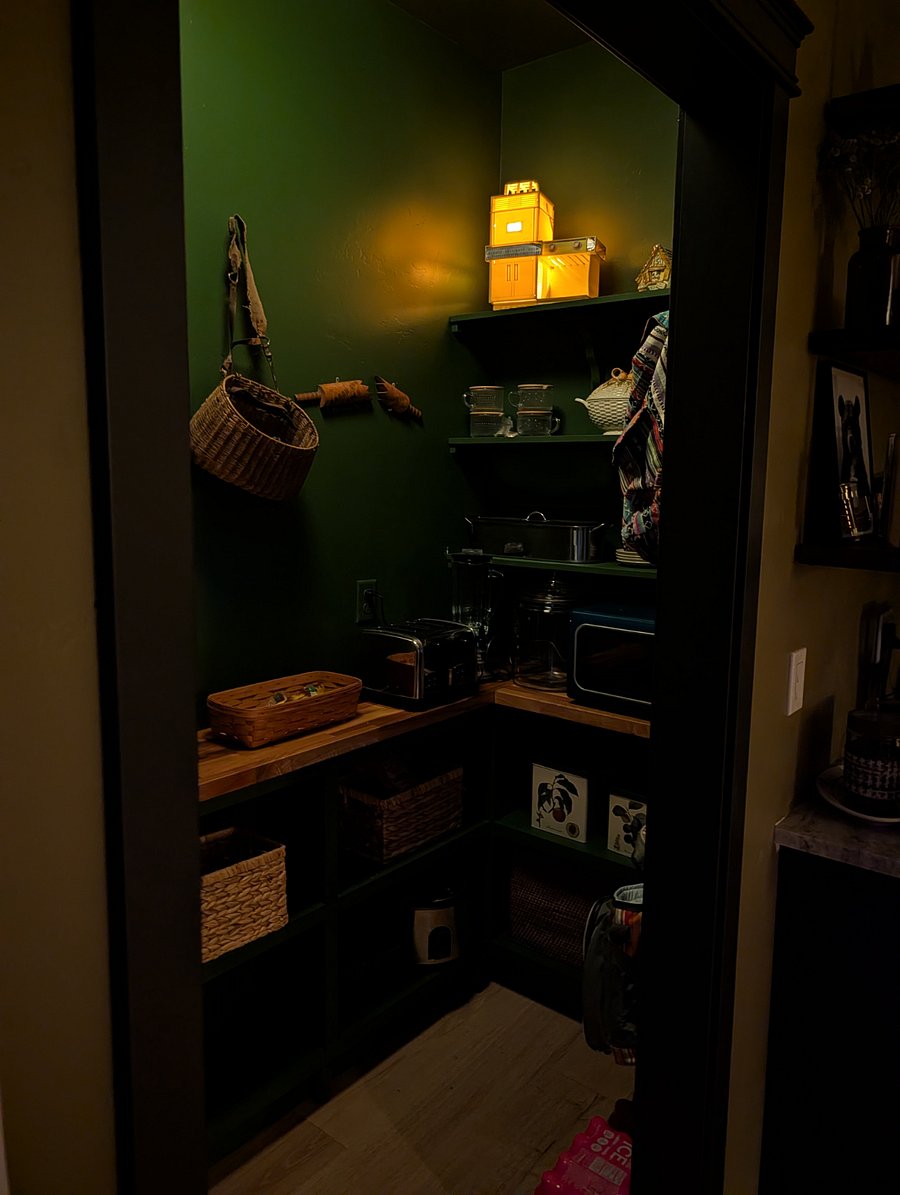 Pantry storage with Easy bake oven night light