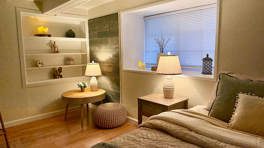Your own fully furnished, private space  comfortable, peaceful and move-in ready. Dim the lights at night for a peaceful environment