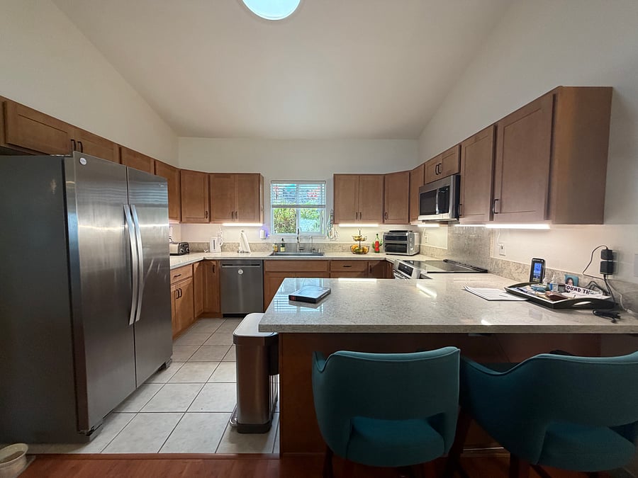 Open Concept Kitchen next to Living Room Space