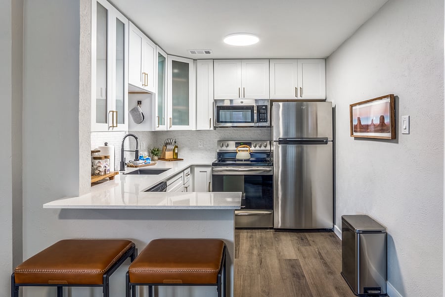 Open-concept kitchen layout with a clear sightline into the main living spaces