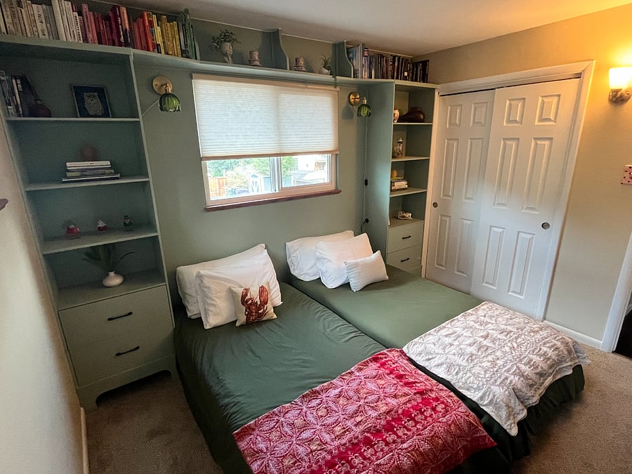 Second bedroom/ office - upstairs. Can be oriented as two twins, one king, or the twins can stack on top of each other for more office space