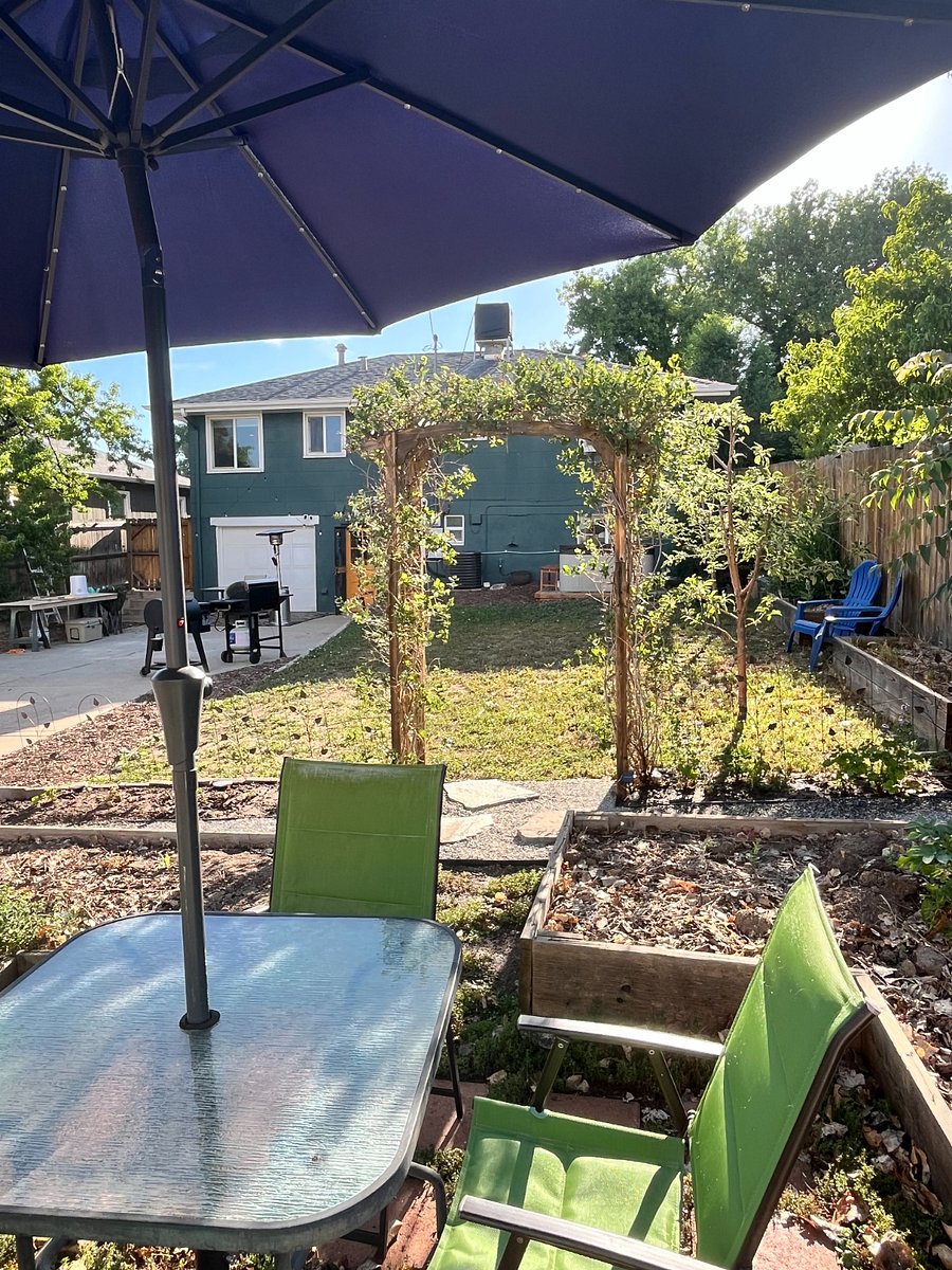 Garden with outdoor dining area