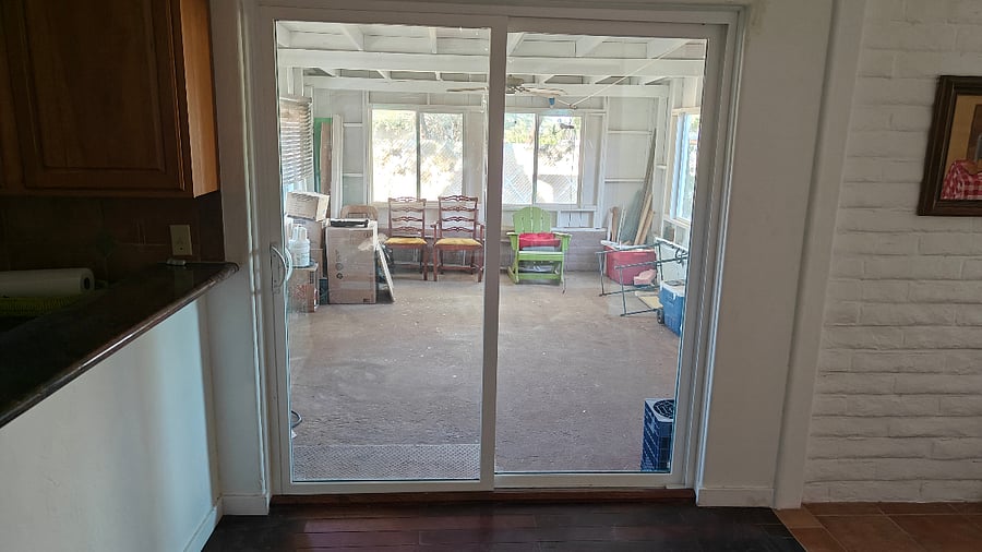 Patio view from inside kitchen -dining room area