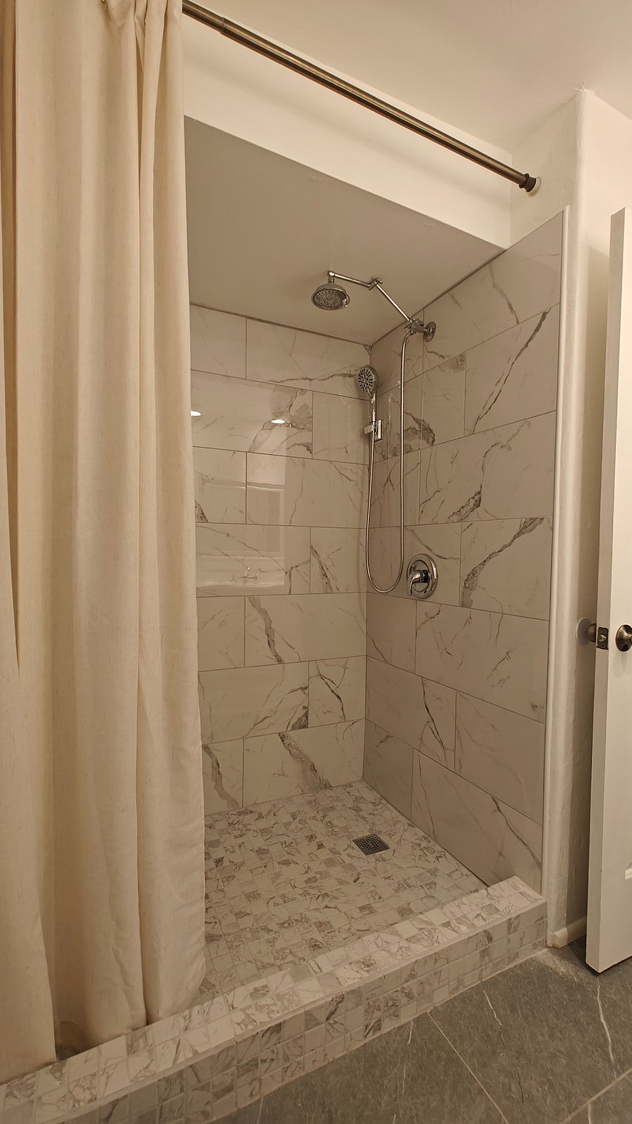 Hallway bathroom shower