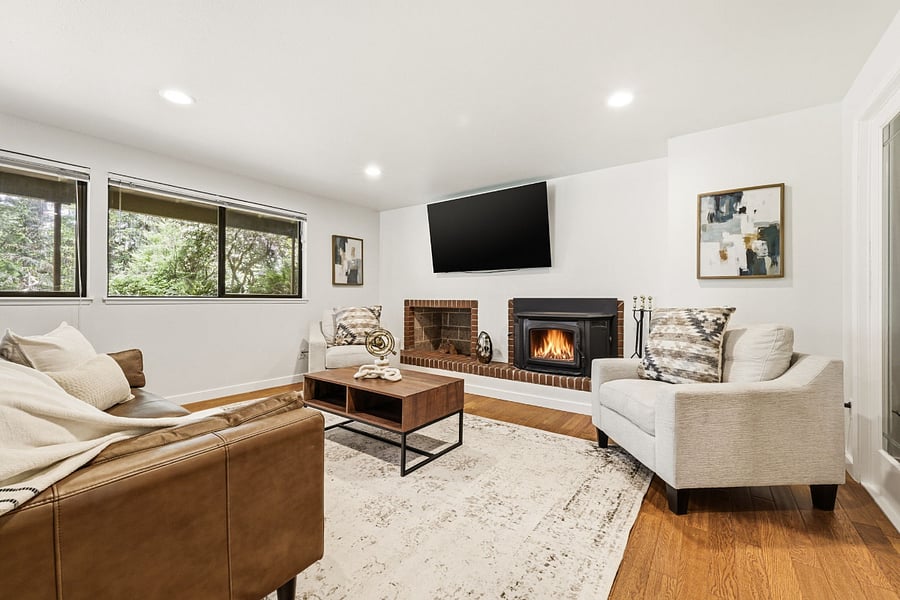 Lower Level TV Room with Fireplace