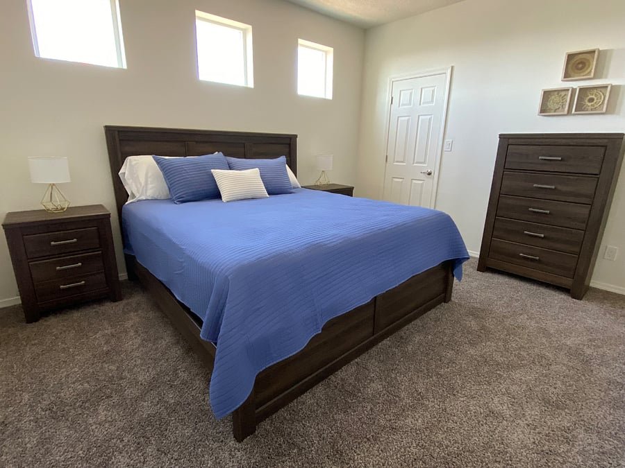 First floor master bedroom with attached bathroom