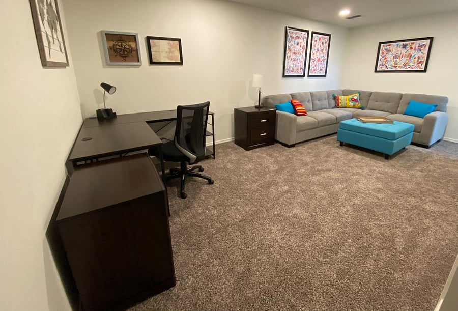 Second floor living space with work station
