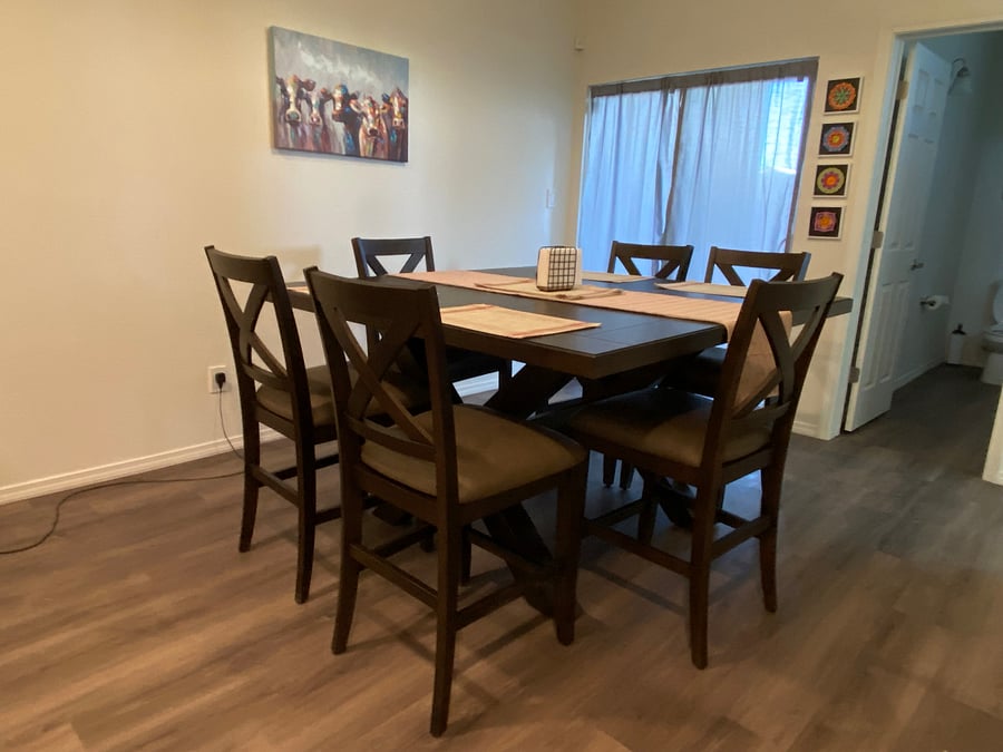 Dining area-table has seating for 6-8 people