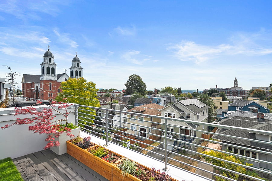 The roof deck with lovely views