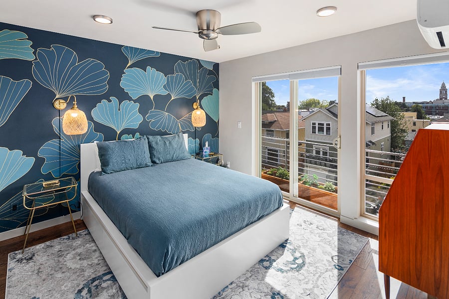 Primary bedroom with queen bed