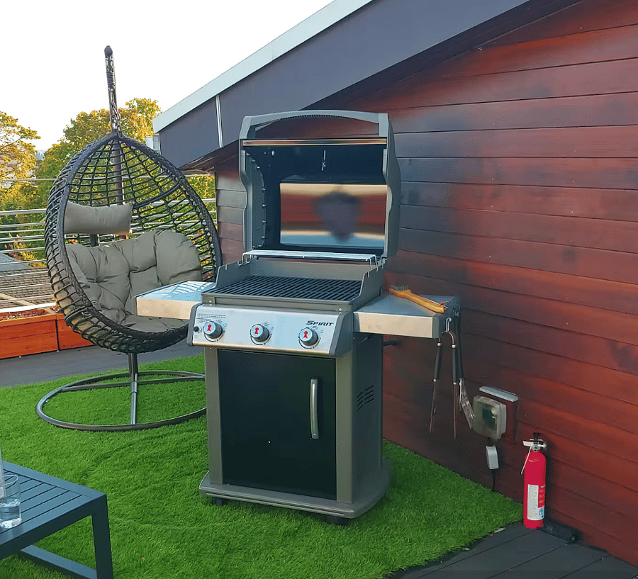 BBQ grill on the roof deck