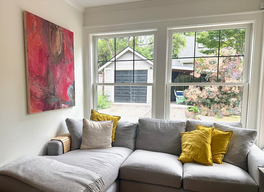 This reading nook by the dining room/kitchen is everyone's favorite spot in the house