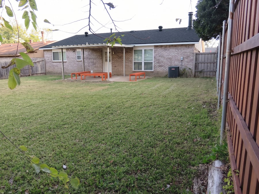 Fenced in backyard