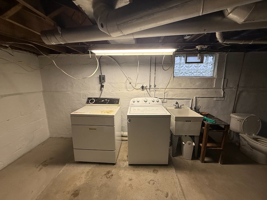 The washer and dryer are located in the basement. They both function well and have been cleaned and serviced.