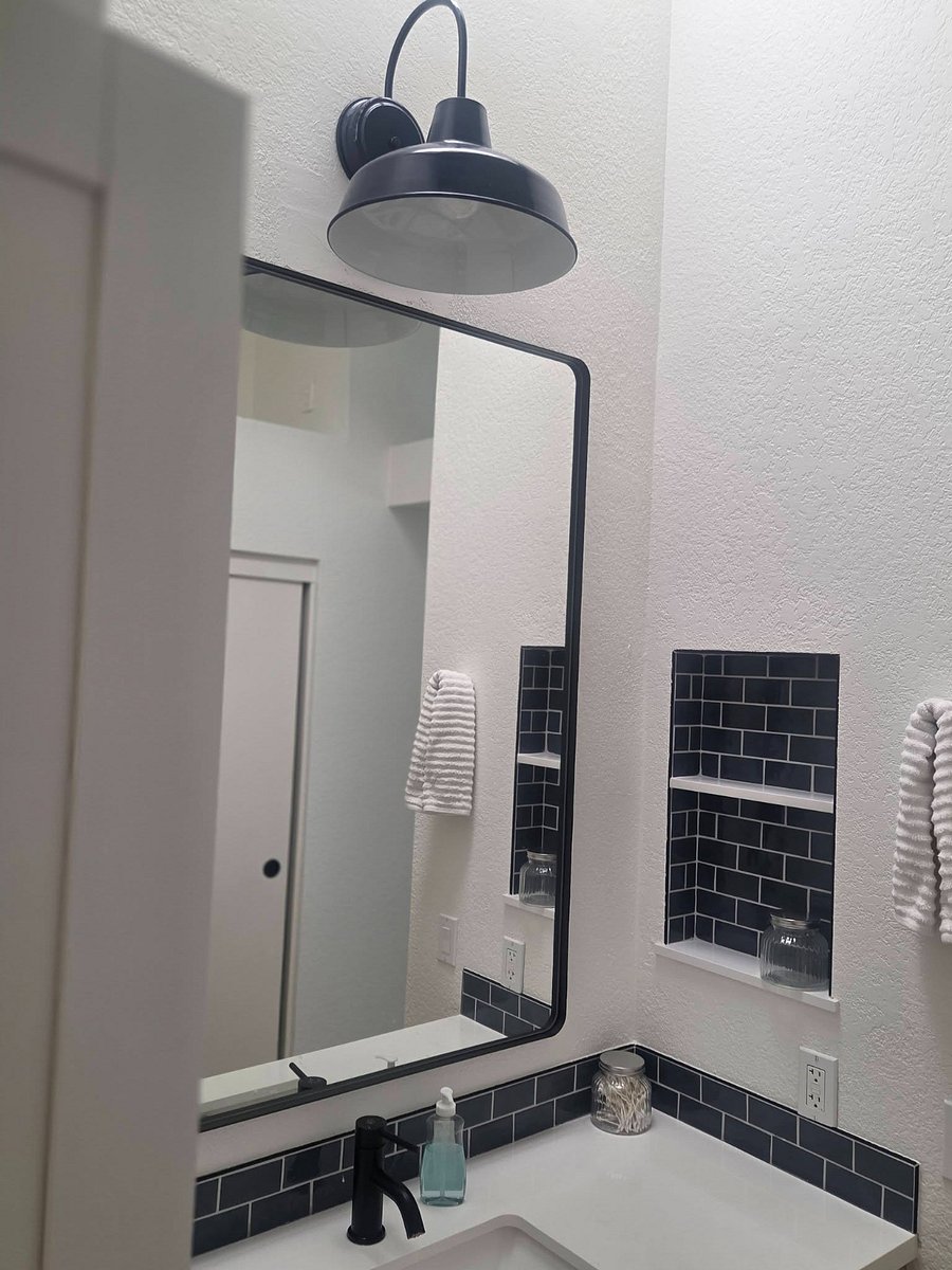 Private en suite Master bath vanity with sky light for tons of natural light