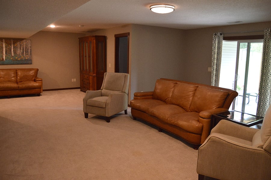 basement living room looking towards #1 bedroom