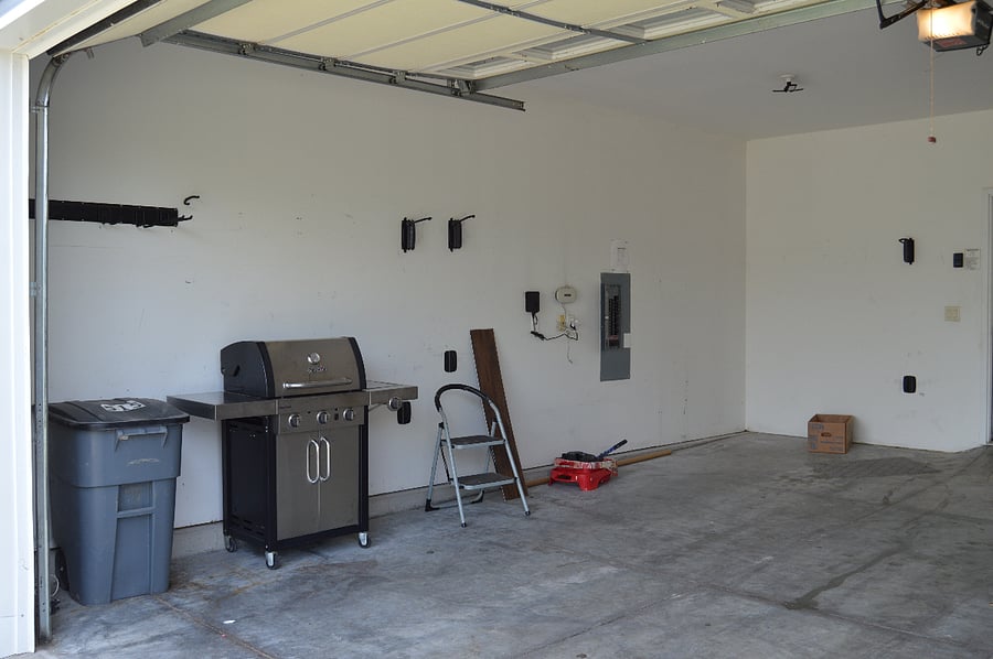 garage with gas grill