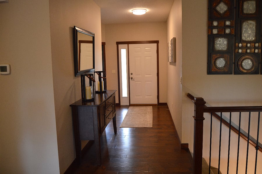 Hall with wood floors to front door