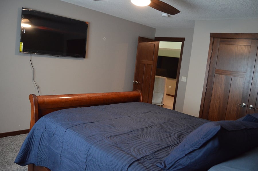 1st basement br with NEW matress and 55" TV