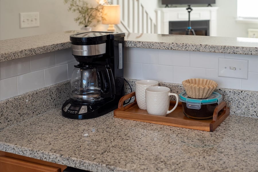 Cozy kitchen vibes. Enjoy a drop coffee or use the Keurig coffee maker