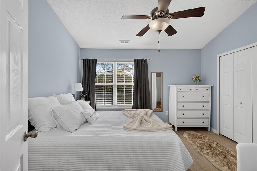 Bedrooms feature clean white linens and blackout curtains so you can rest