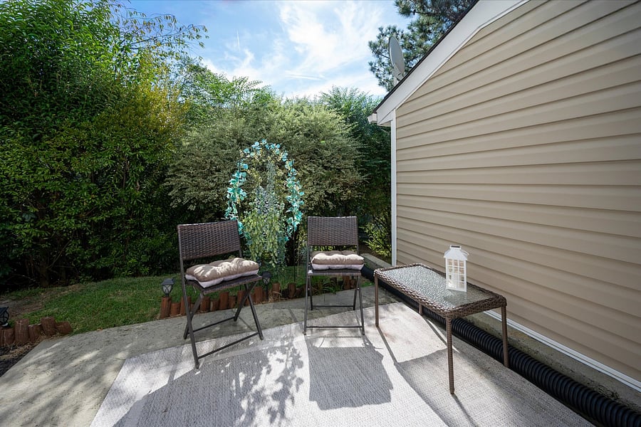 Backyard patio for enjoying the Carolina blue skies