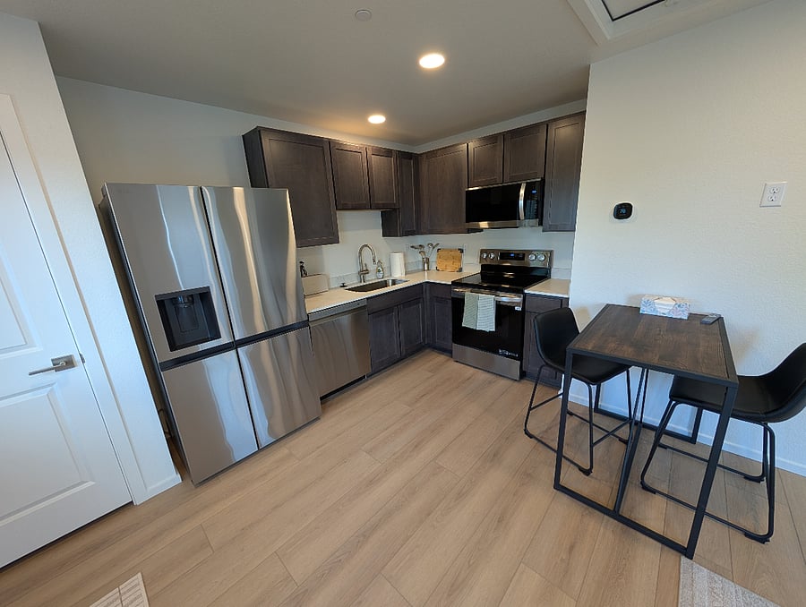 Full kitchen with appliances, dishes and starters!