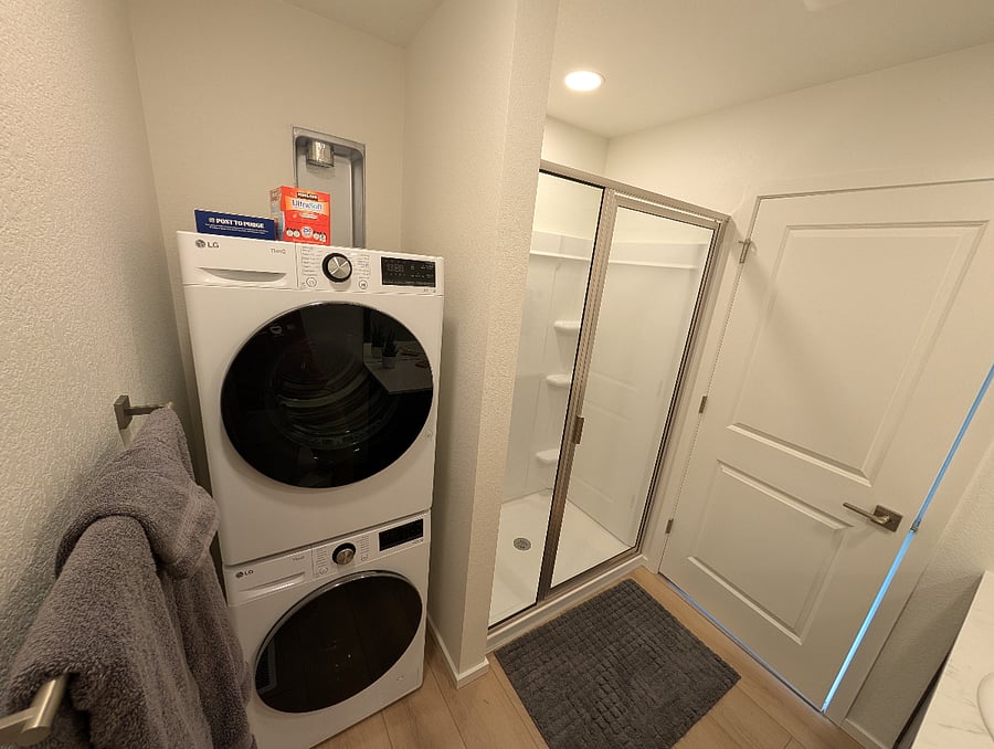 Washer and dryer in unit.