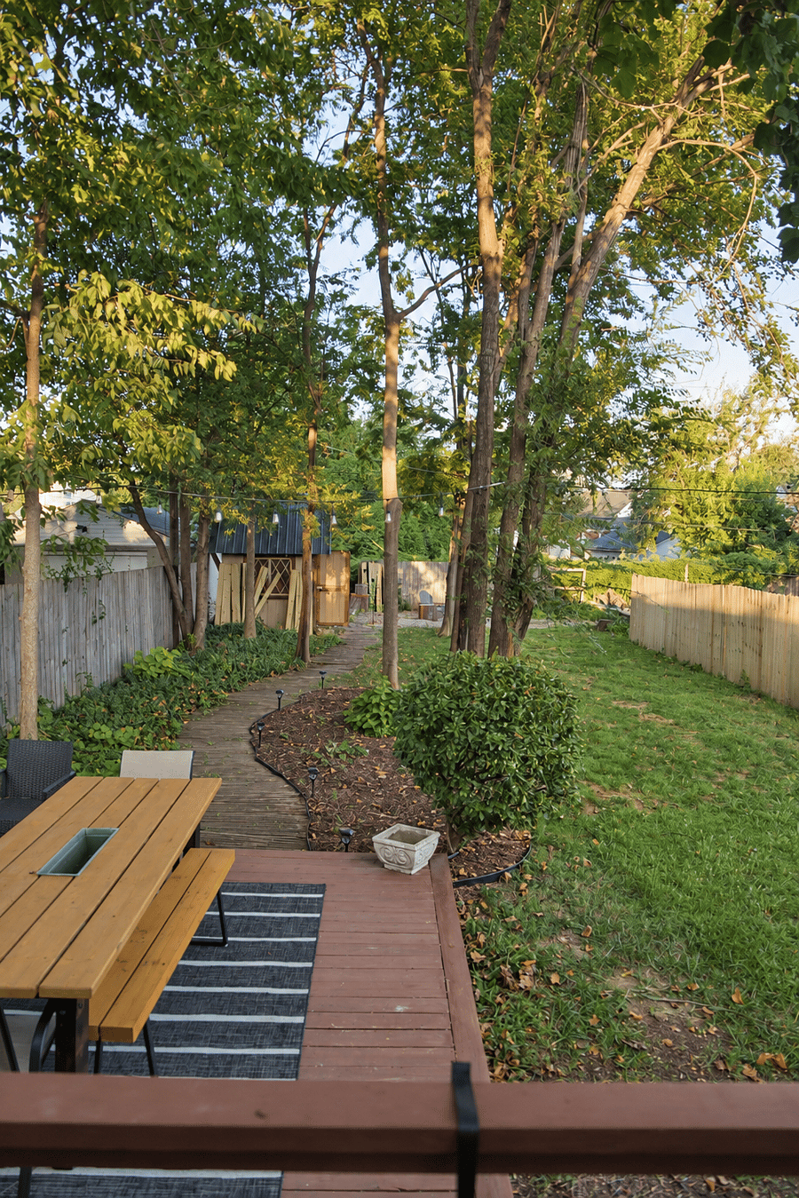 Large Backyard with Grill, Blackstone, Large patio table, & firepit