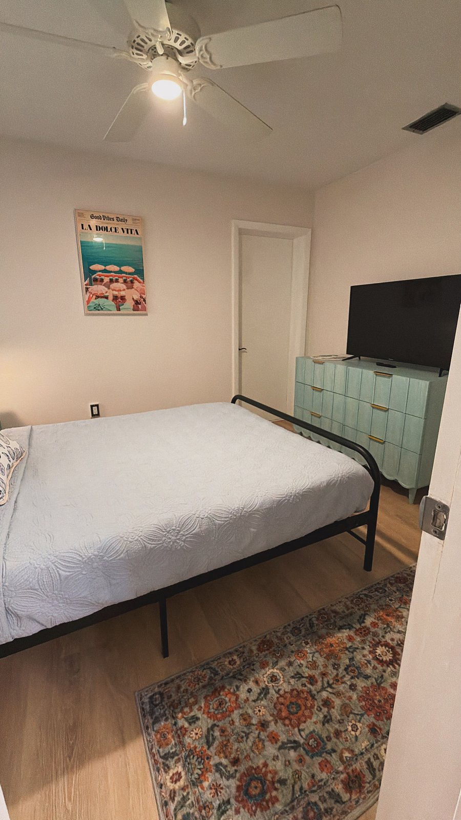Bedroom 1 full dresser and 43in tv