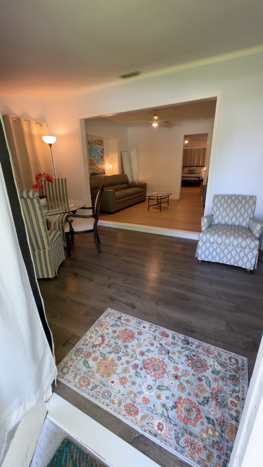 Entrance and dining table and bonus Florida room to the right