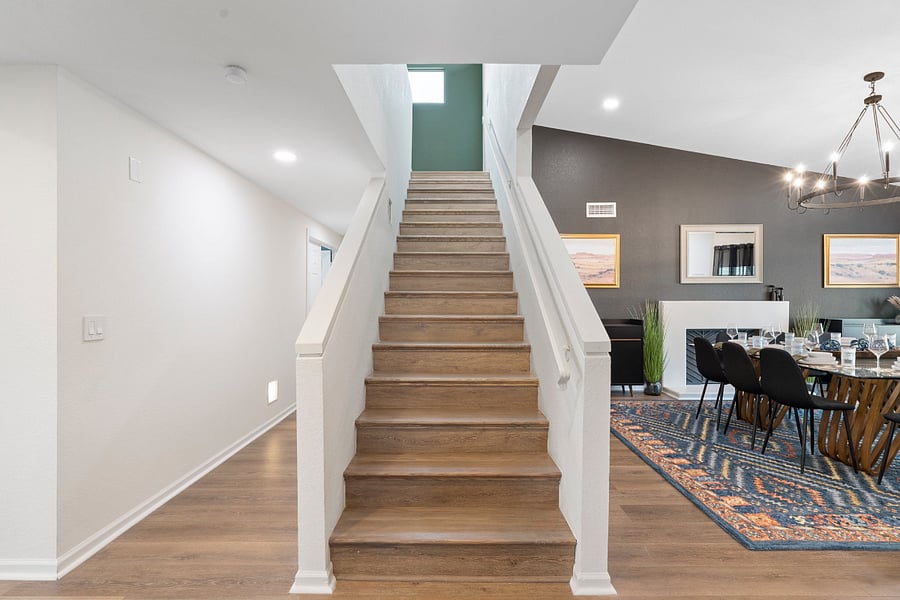 Stairs to the upstairs event room and two additional bedrooms